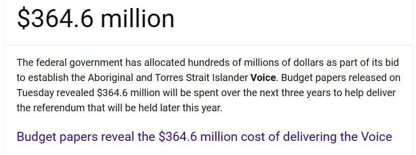 The voters haven’t even approved the Voice——but look how much money the gov’t is ready to spend on it!!! Why even have the referendum??