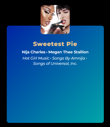 MegansCharts's tweet photo. .@theestallion,@DUALIPA's "Sweetest Pie" has won "Most Performed Song of the Year" at the 2023 BMI Pop Awards! https://t.co/IKSyWrHDVs