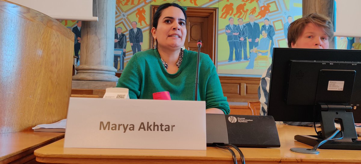 DignityDK's tweet photo. Danske myndigheder har ikke praksis fra Den Europæiske Menneskerettighedsdomstol at støtte sig til ved afgørelser i sager om inddragelse af flygtninges opholdstilladelser, påpeger @AkhtarMarya fra @menneskeret på konferencen 'Beskyttelse på lånt tid'. #dkpol https://t.co/NVIDDGR7LM