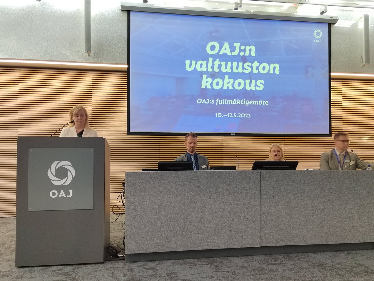 Nintsi_K's tweet photo. OAJ:n valtuuston kokous käynnissä! #valtuusto koolla 10.-12.5.2023.
@oajry https://t.co/3KKMq4vDPl