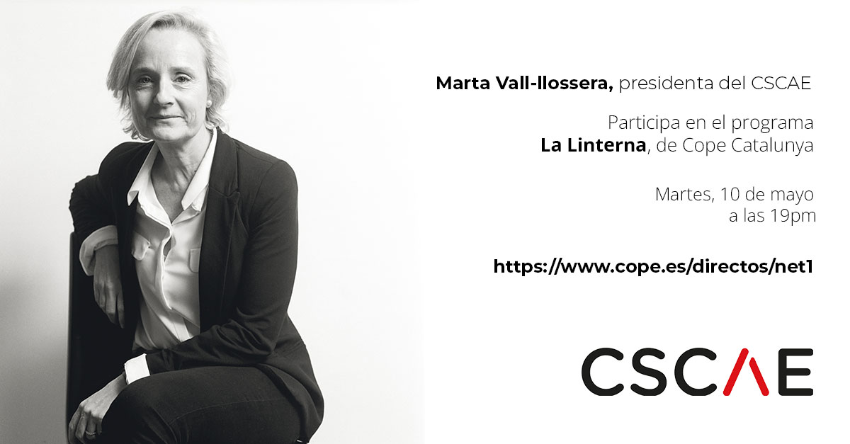 Esta tarde <a href="/PresidentaCSCAE/">Presidenta CSCAE</a> interviene en <a href="/linternacope/">La Linterna</a> Catalunya para hablar de los beneficios de la rehabilitación y de cómo los/as arquitectos/as pueden ayudar a la ciudadanía a lograr la mejor versión de su vivienda y edificio con un proyecto integral

cope.es/directos/net1