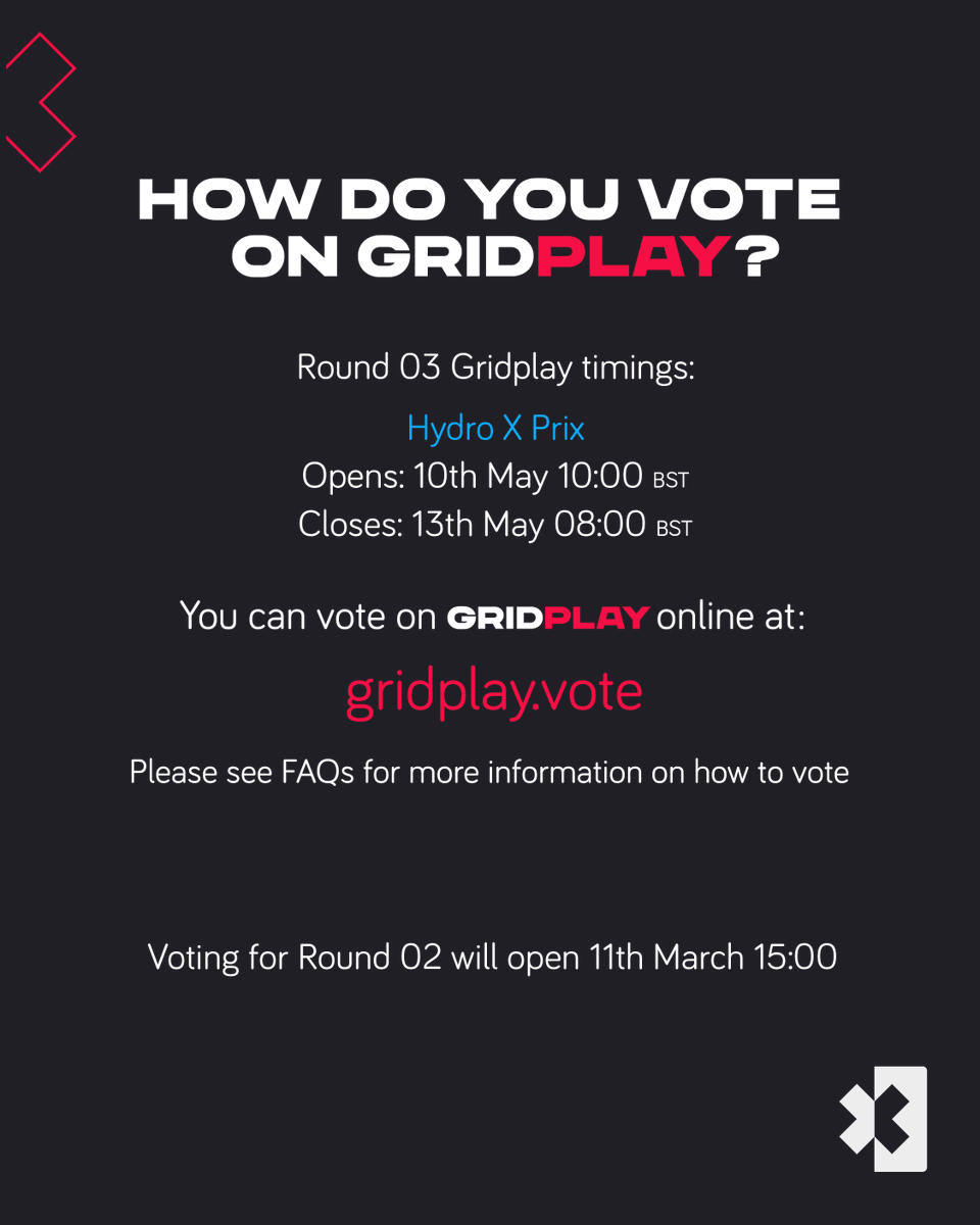 Grid Play for the #HydroXPrix is NOW OPEN! 🙌 Help the No. 99 GMC Hummer EV get the best spot on the grid! Vote for @a_sorensen12 - gridplay.extreme-e.com/AMANDASORENSEN Vote for @TheRJ37 - gridplay.extreme-e.com/RJANDERSON