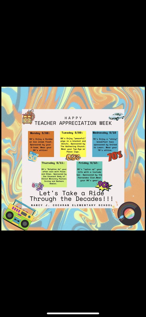 Gray_Ed7's tweet photo. This week, we have been taking a ride through the decades for #TeacherAppreciationWeek Today, we went back in time to the 70s Era. Check out the #ColtSquad @SmuSandra @ACEDallasISD @SHussainDISD @TeamDallasISD https://t.co/Bd4WsOfQu9