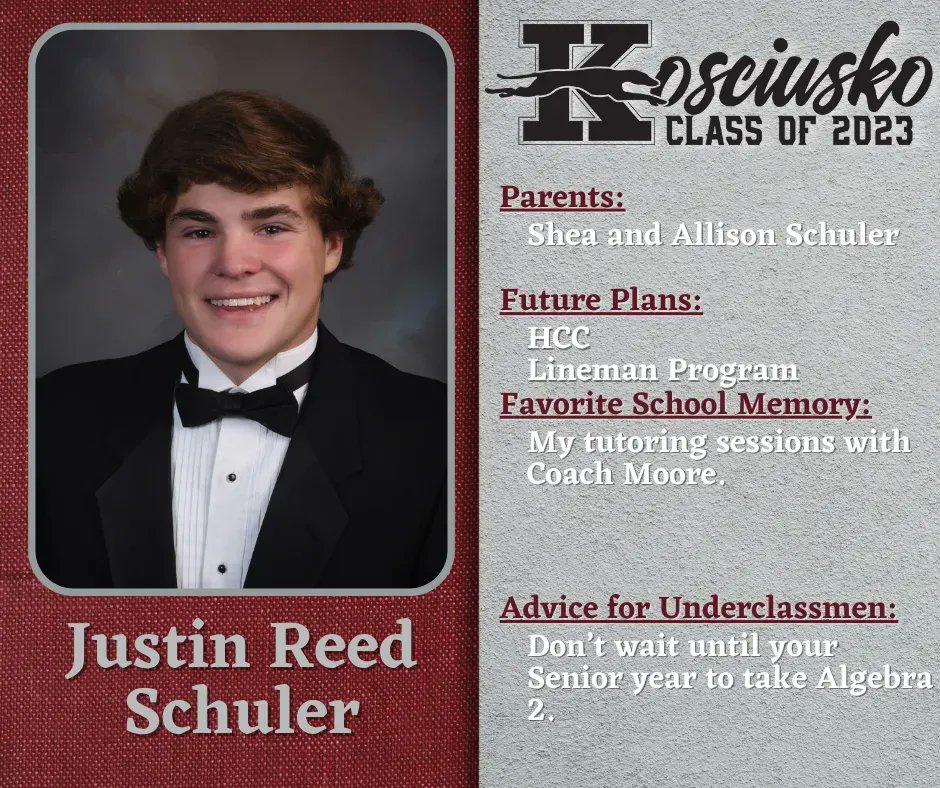 KosySchools's tweet photo. 🎓KHS Senior Spotlight 🎓
Justin Reed Schuler 

#Classof2023 #ShowcasingGreatness #OnceaWhippetAlwaysaWhippet https://t.co/gkinrFAsAi