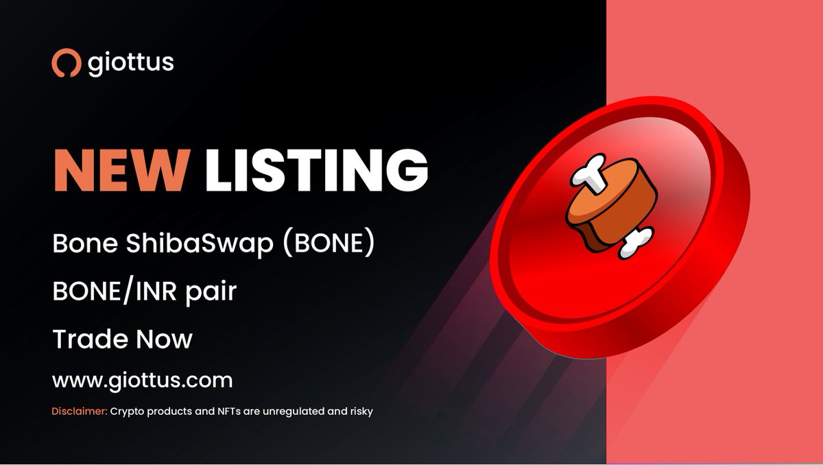 📢 New Listing Alert! 🚀 @Giottus is thrilled to announce the listing of  $BONE on our platform, with trading starting today! 💥@Shibtoken Get ready  to trade $BONE now on INR Pair #Giottus #
