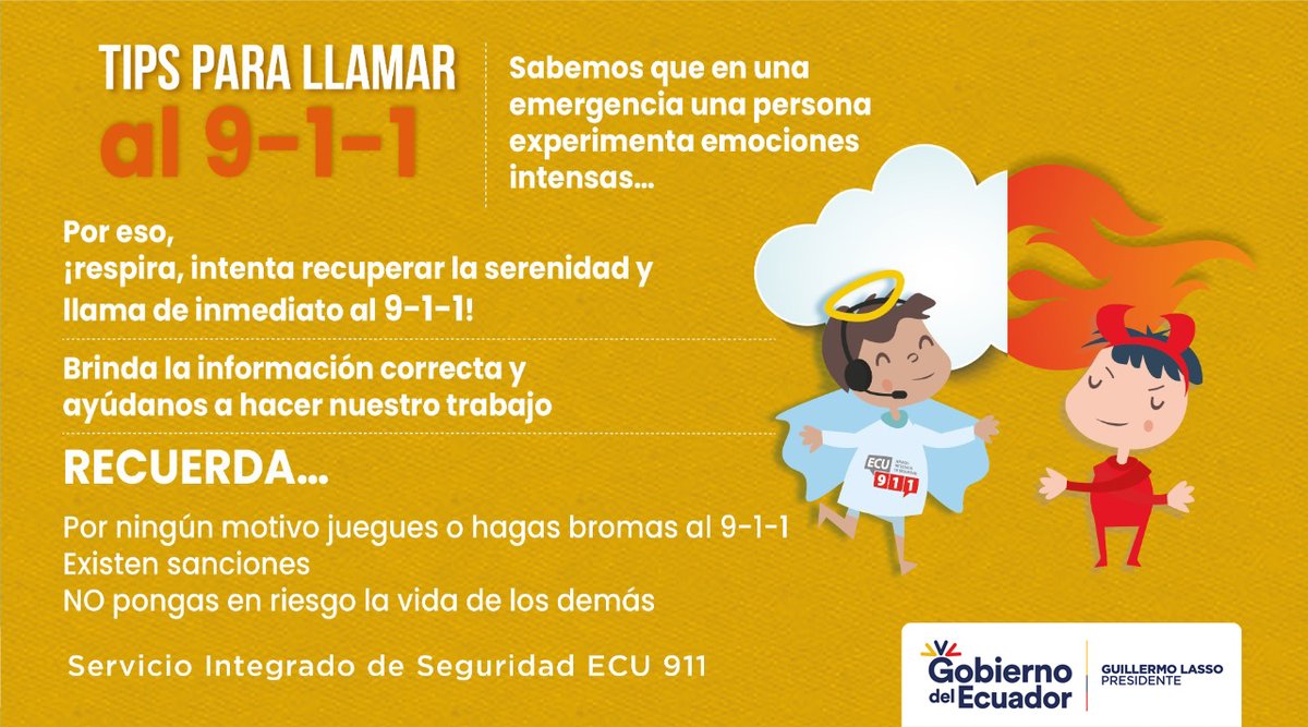 ECU911Austro's tweet photo. Hagámoslo fácil, #ECU911SomosTodos, brinda la información necesaria para que podamos coordinar la atención de tu emergencia. Estos #ECUtips pueden ayudarte. https://t.co/ZxRQDLV9eT