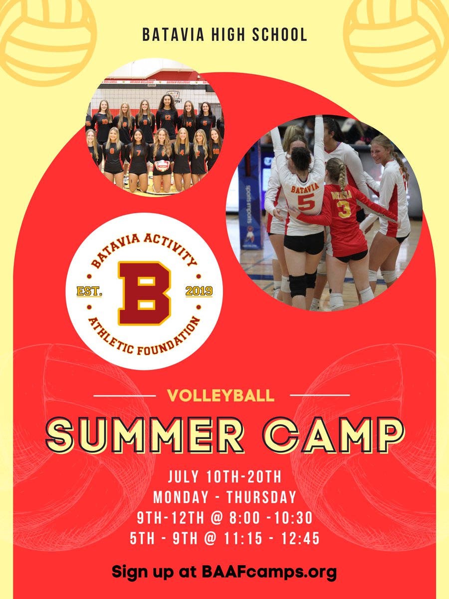 BulldogVBpride's tweet photo. Sign up for Summer Volleyball Camps today!! Register at https://t.co/NJO4qBMkF1 to secure your spot for July! https://t.co/v76uI25z6w