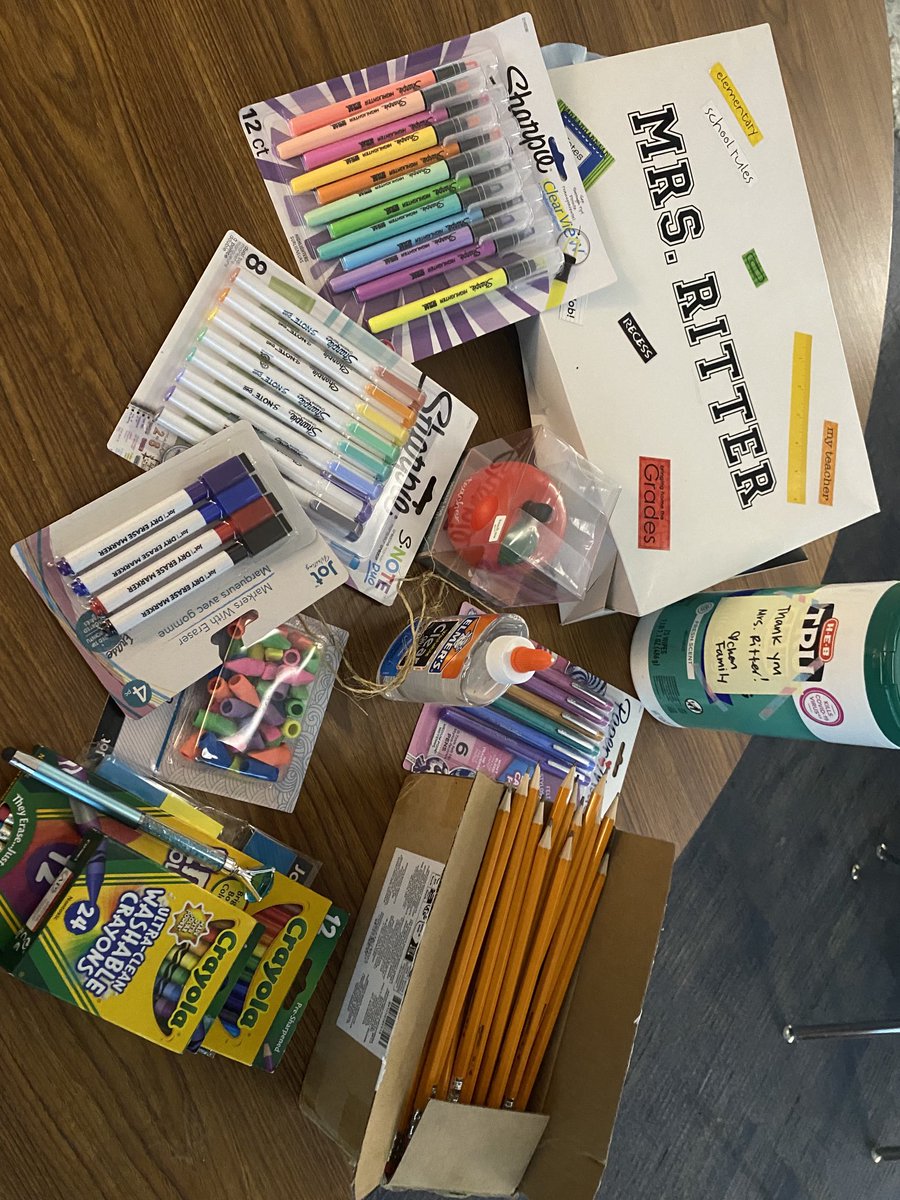 Wow!  From all the yummy treats to the much needed school supplies, I am one blessed teacher ❤️💜. Thank you!!!