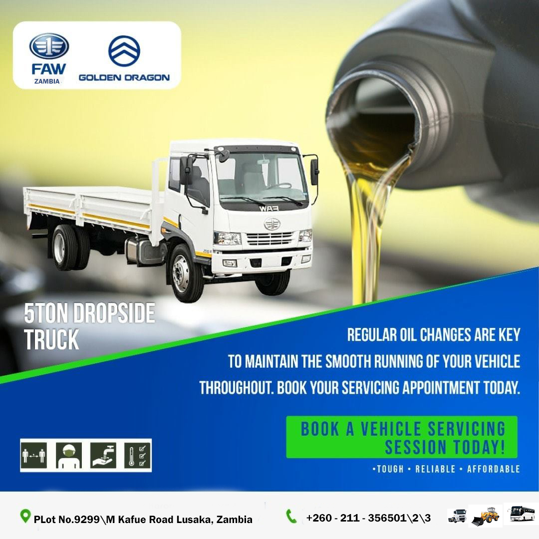 MassbreedZ's tweet photo. Regular oil changes are key to maintain smooth running of your vehicle throughout. Book your servicing appointment today.
Contact us on +260-211-356501\2\3.
#massbreed
#fawzambia
#GoldenDragon
#LOVOL https://t.co/0gmVKrRaHr