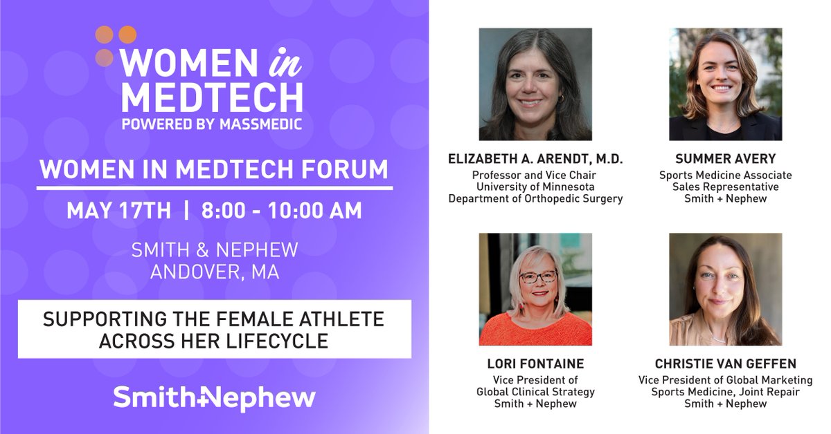 MassMEDICouncil's tweet photo. There are just a few tickets left for our upcoming #WomeninMedtech Forum at @smithnephew! Our incredible panel will discuss the evolving field of sports medicine and how it is adapting to serve its new customers of today.
https://t.co/YuPEqN2YoV
Secure your spot & register now! https://t.co/VkUIgBfEAN