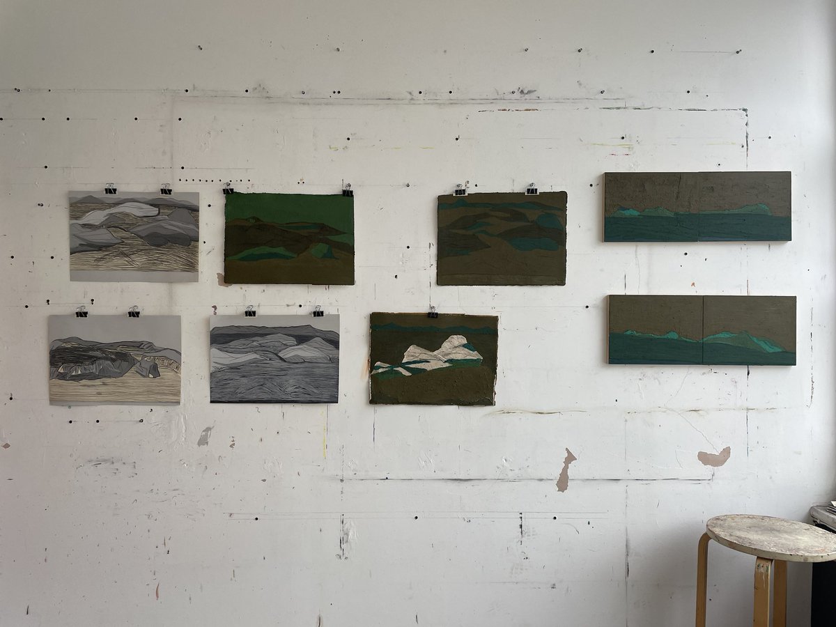 ClareThatcher2's tweet photo. On the studio wall today…..
#britishisles #inseries #drawingintopainting #worksonpaper #worksonplywood #oilpainting #drawing #inconversation #worksinprogress https://t.co/1iytrQ5sz8