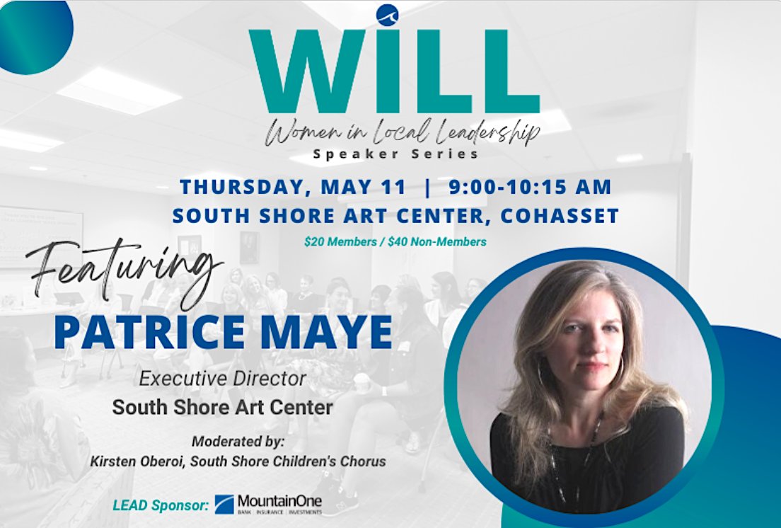 Our Executive Director, Patrice Maye, will be speaking about leading thru creativity at Thursday's presentation of Women in Local Leadership at South Shore Art Center.

For details and tickets, visit:
web.southshorechamber.org/atlas/events/w…
