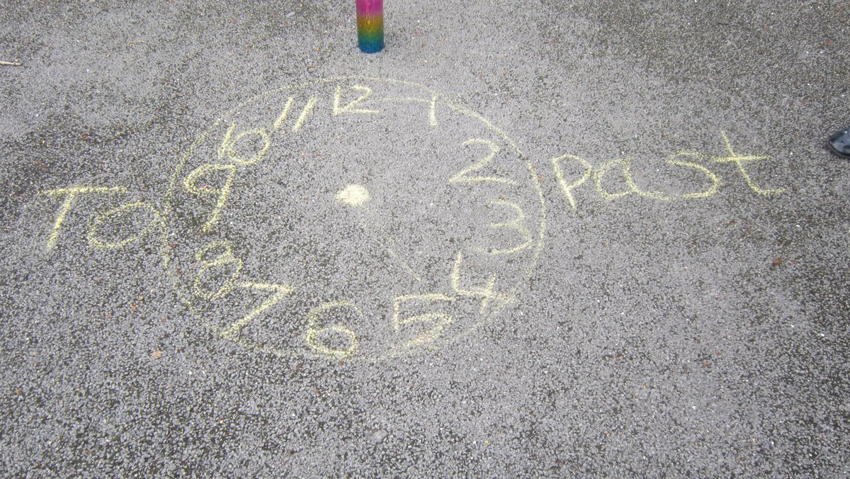 About TIME we tweeted again! Falcon class took their learning outside today with some Maths on the playground. It was so nice to WATCH them draw and label their masterpieces. Here's the moment they CLOCKED Mrs Carroll with the camera 😉⏰
