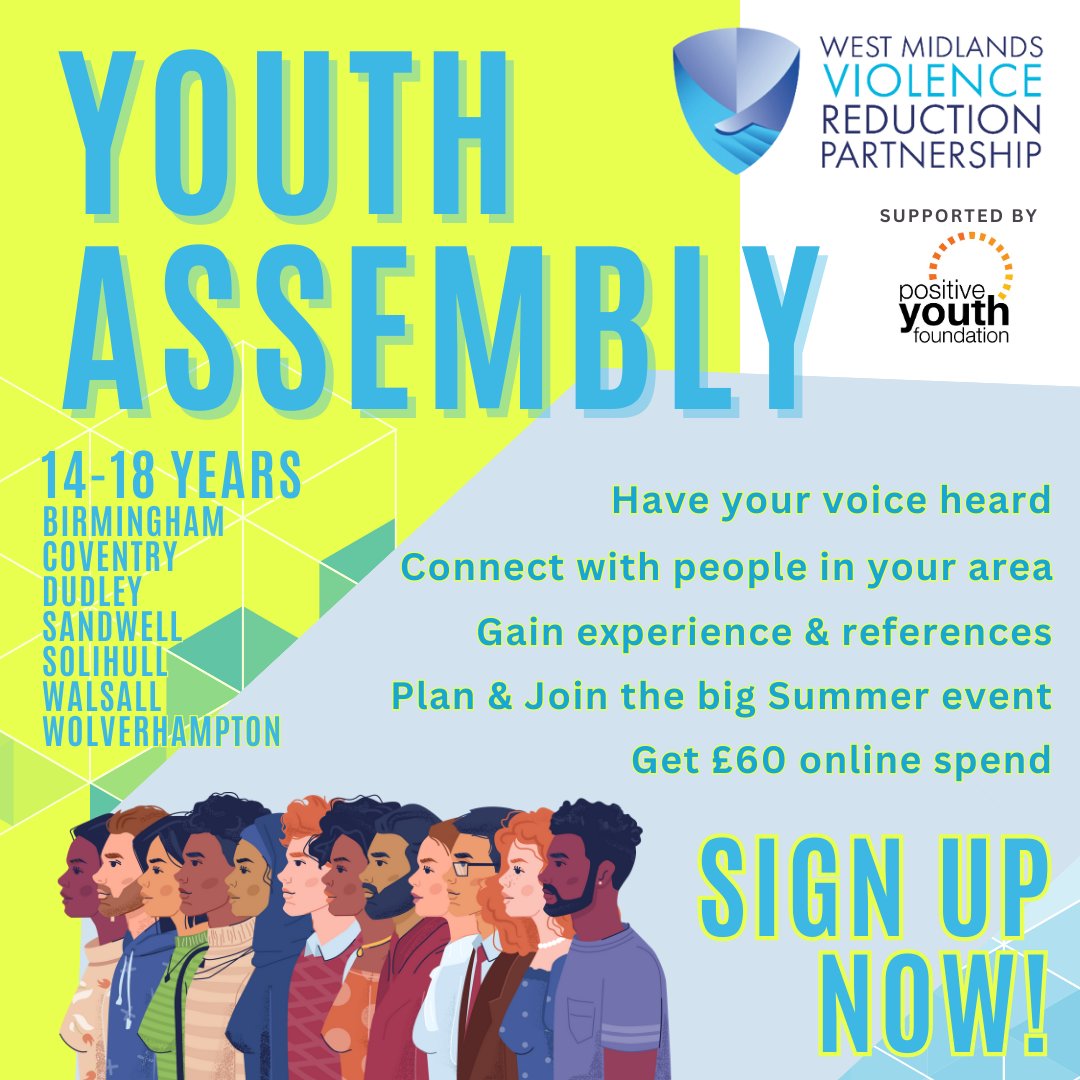 Professionals working with young people across the #WestMidlands - there's still time! 
<a href="/WestMidsVRP/">West Midlands Violence Reduction Partnership</a> Youth Assembly Membership Form &amp; Recruitment Pack: positiveyouthfoundation.org/vrp-youth-asse… 
Email for more info: katie@positiveyouthfoundation.org