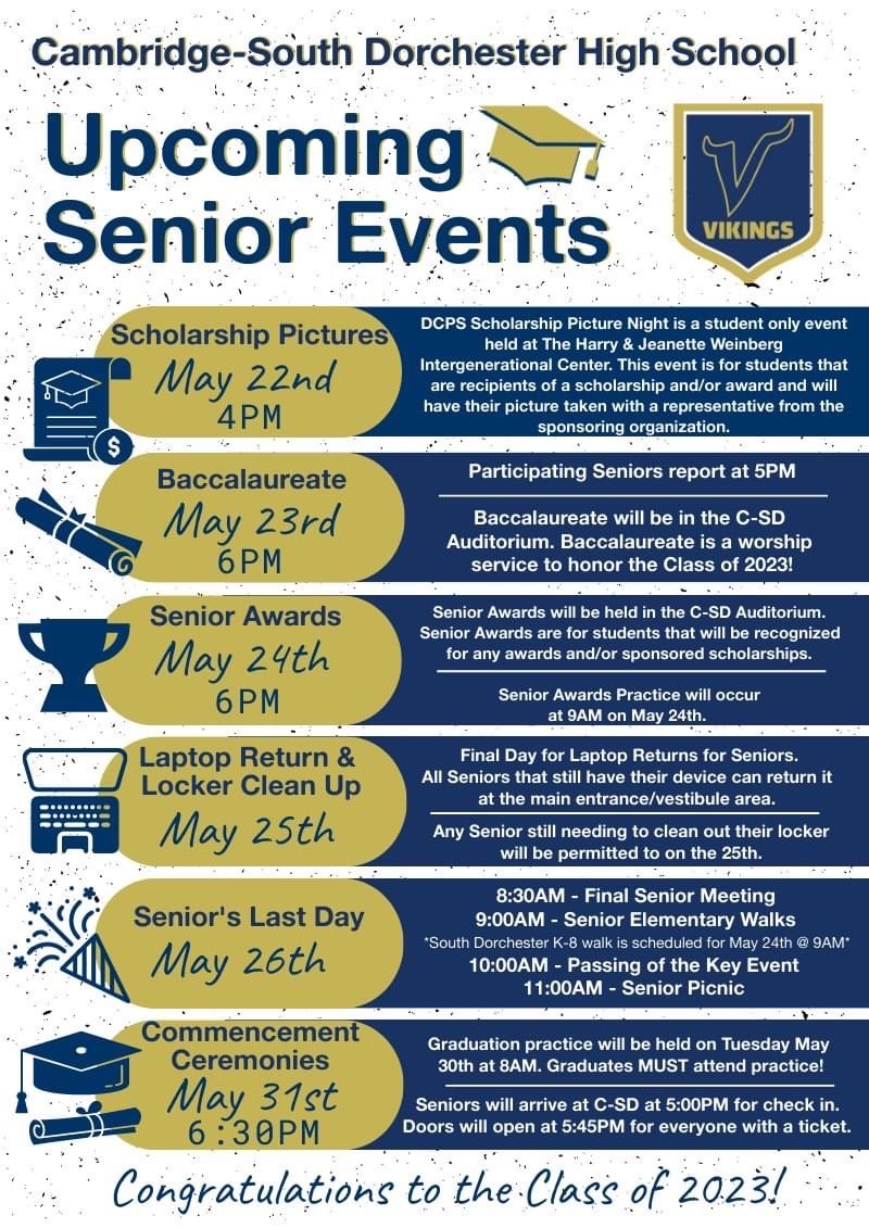 Graduating Seniors &amp; families….. put these important dates on your calendars so you don’t miss out!!!!