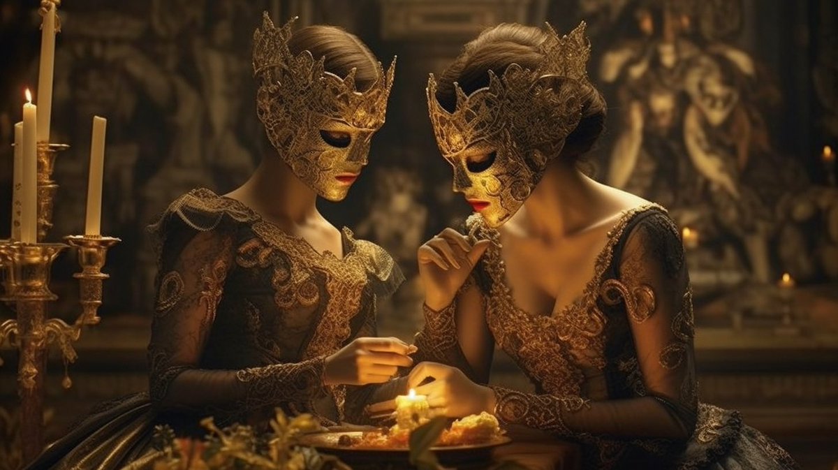 Romanvalent1's tweet photo. The Masquerade #AIart #AIArtwork https://t.co/4k8OSS17L3