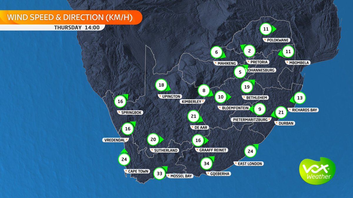 VoxWeatherZa's tweet photo. WEATHER MAPS and WARNINGS for this THURSDAY – 11 May 2023

⚠️SEVERE WEATHER ALERTS issued by SAWS ⚠️

Yellow level 2 warning for damaging winds and high seas between Saldanha Bay and Cape Agulhas

Meteorologist Michelle Cordier LIVE at 6pm on Vox Weather.

#VoxWeather #coldfront https://t.co/QBB8cdoLgU