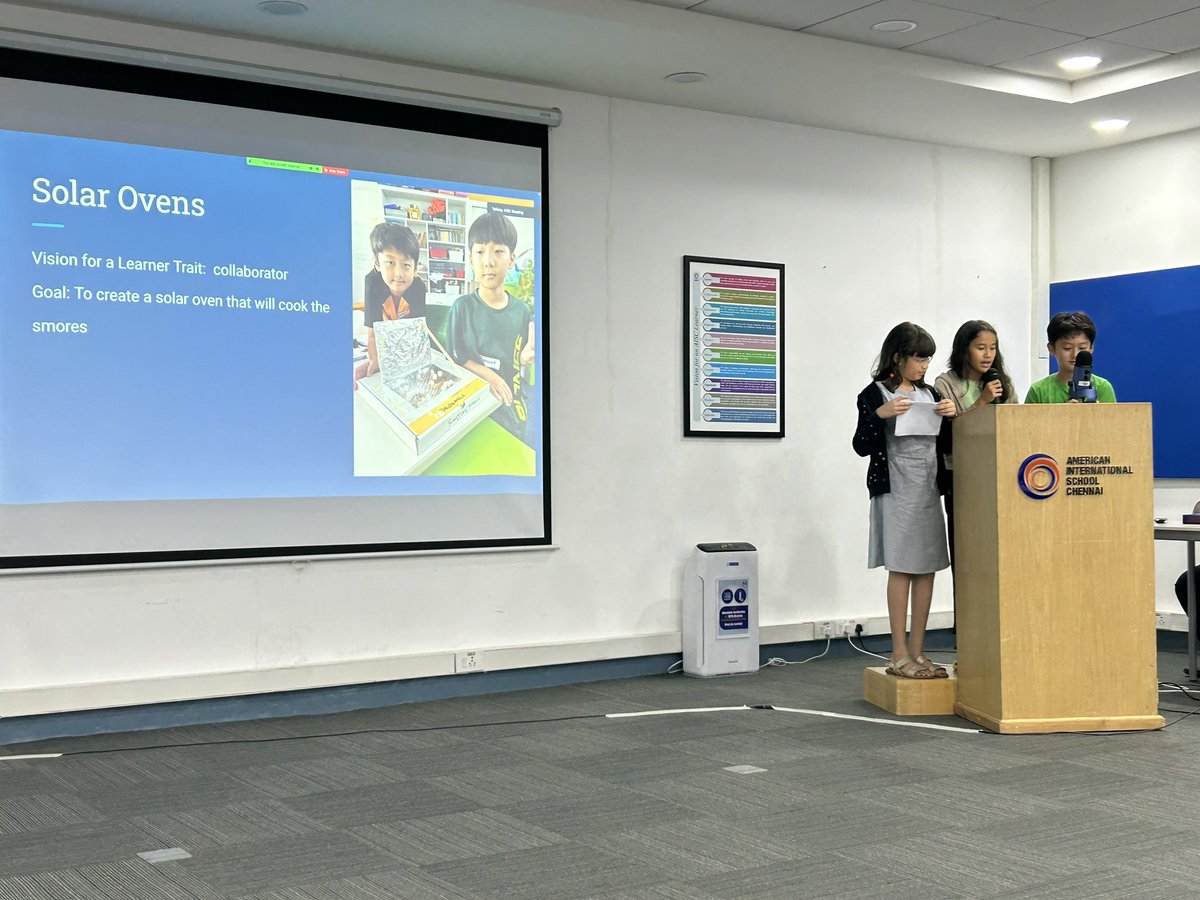 AISCElementary's tweet image. #AISCGrade4 and #AISCGrade5 students presented their Vision Day Project experience at a board meeting! One board member reported that this was the most fun board meeting of the year!  #AISCElementary