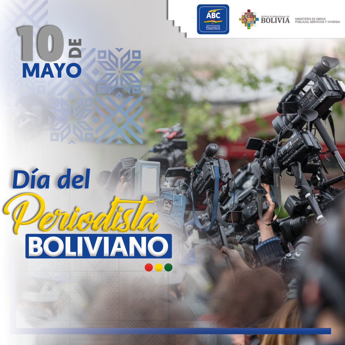 CarreterasBo's tweet photo. Desde el año 1939 la labor del trabajador de la prensa fue reconocida de manera oficial en Bolivia.
Reconocemos y valoramos el trabajo de nuestras y nuestros Periodistas Bolivianos, por el aporte al fortalecimiento de nuestra democracia.
#DíaDelPeriodistaBoliviano https://t.co/I9I3a7ARfQ