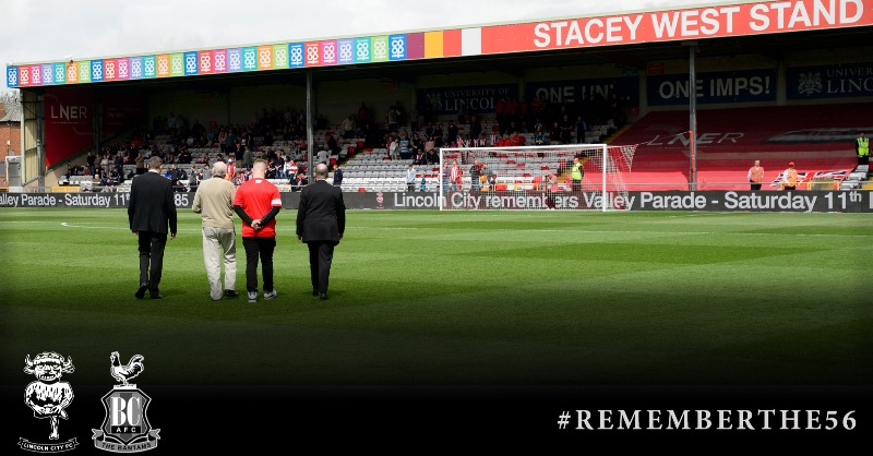 LincolnCity_FC's tweet photo. City fall silent across social media as we mark the anniversary of the Valley Parade Disaster in 1985.
 
Lifelong Imps Bill Stacey and Jim West tragically lost their lives that day, along with 54 Bradford City supporters who will always remain in our hearts.
 
#RememberThe56 ❤️🧡