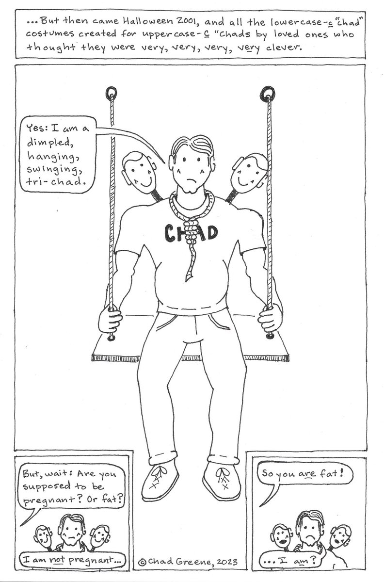 TheShortCourse's tweet image. Wednesday’s new comic: Remembering the second “Chad-tastrophe” of November 2000 in “Chad-Dendum 2: ‘Chad-jectives.’” #comics #creativenonfiction