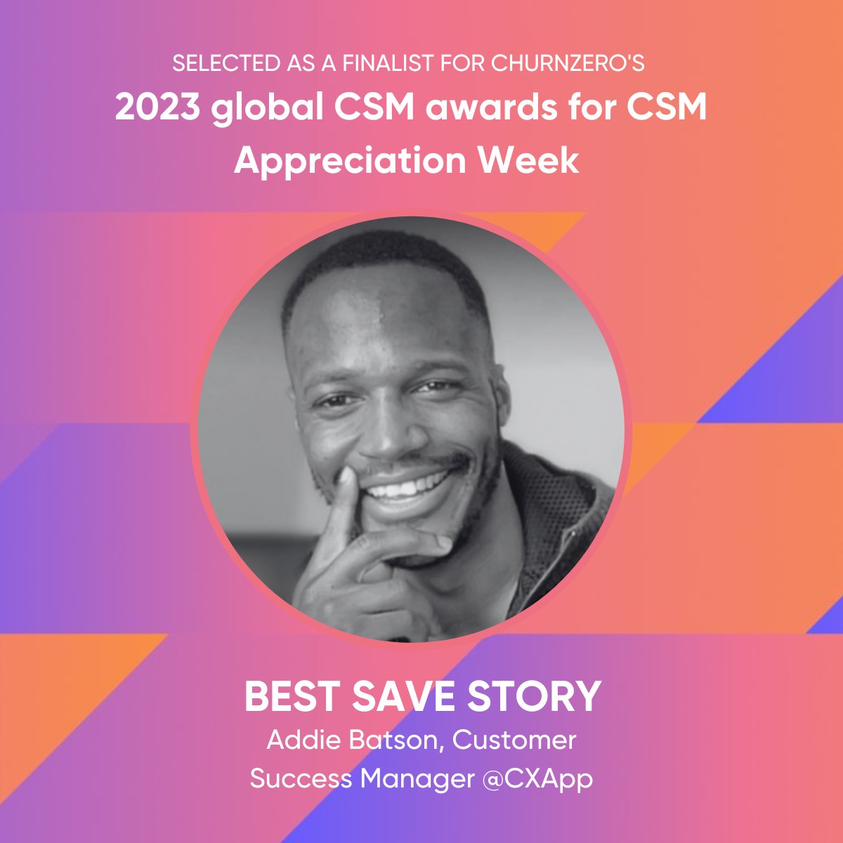 TheCXApp's tweet photo. 🔈We need your help!

One of our Customer Success team members, Addie Batson, is nominated for a ChurnZero CSM Week Award🏆! AND he is a finalist🙌! Cast a vote &amp; show Addie some love - All you have to do is visit this link!:https://t.co/1Qd9vJV9ph  #CSMAppreciationWeek https://t.co/L5X6kZEVEC