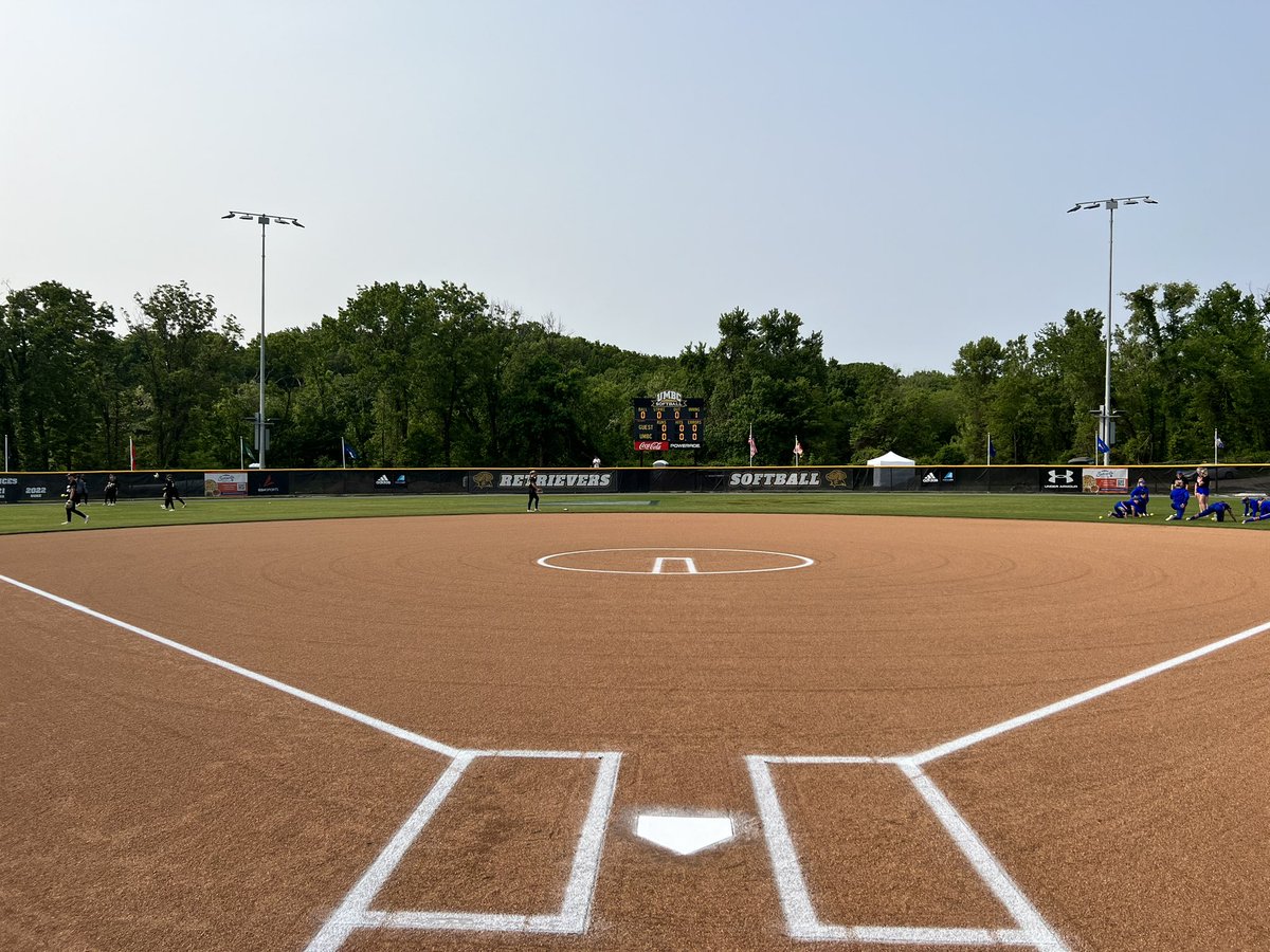 CoachKuhlmeyer's tweet photo. The Diamond is all set and ready to go for the #AESBTournament! Game one getting ready to kick off shortly. Check out your Dawgs starting tomorrow at 11 AM EST on https://t.co/qI7lAqUjMm! @americaeast @umbcsoftball #aesb #rolldawgs https://t.co/tP3GK9nArH