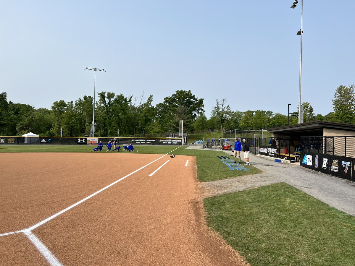 CoachKuhlmeyer's tweet photo. The Diamond is all set and ready to go for the #AESBTournament! Game one getting ready to kick off shortly. Check out your Dawgs starting tomorrow at 11 AM EST on https://t.co/qI7lAqUjMm! @americaeast @umbcsoftball #aesb #rolldawgs https://t.co/tP3GK9nArH