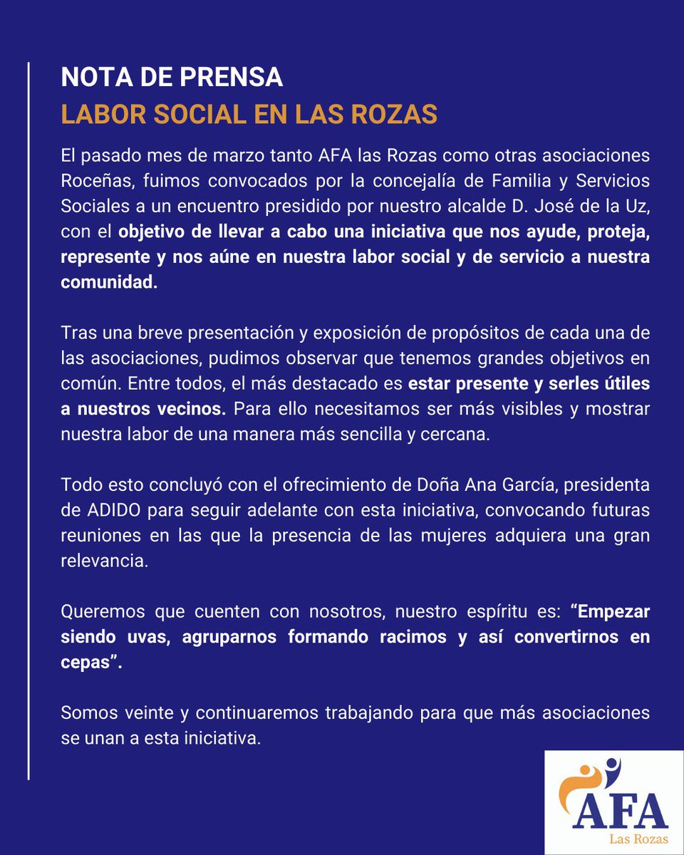 AFALASROZAS's tweet image. Nota de prensa 📰