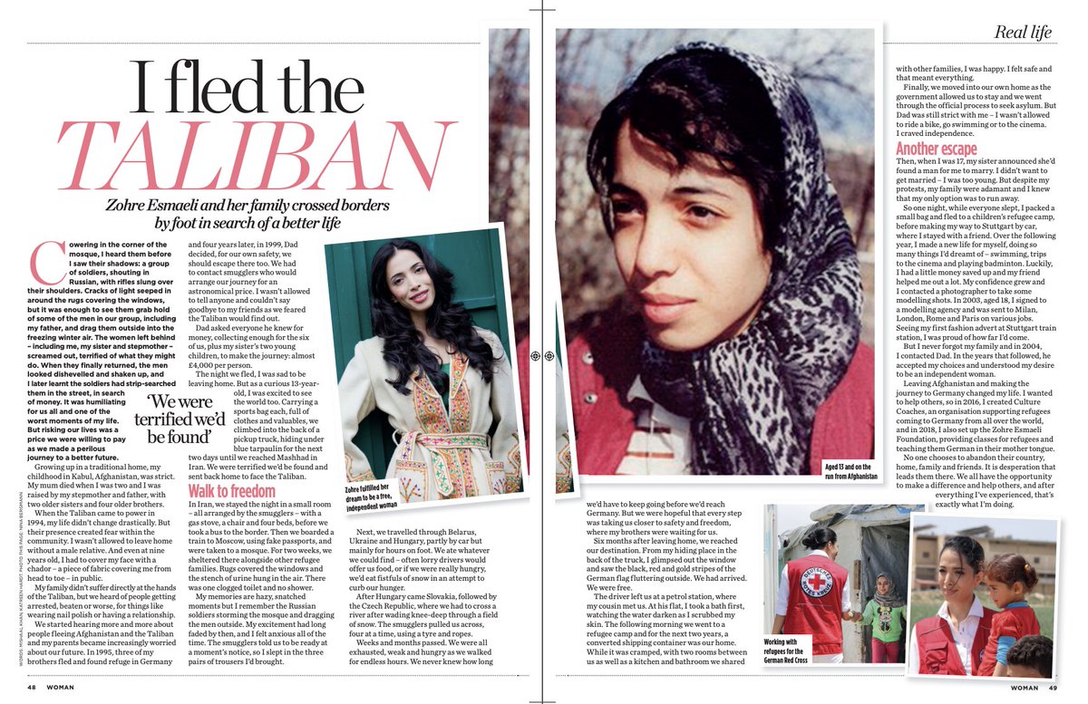 katreenhardt's tweet photo. Proud to have helped find another home @WomanMagazine for the incredible story of @Zohreesmaeli and how she fled the Taliban as a child to seek refuge in Germany. Also, kudos to @mishaal201 for her sensitive retelling of Zohre's journey @culture_coaches https://t.co/RANnhCclKZ