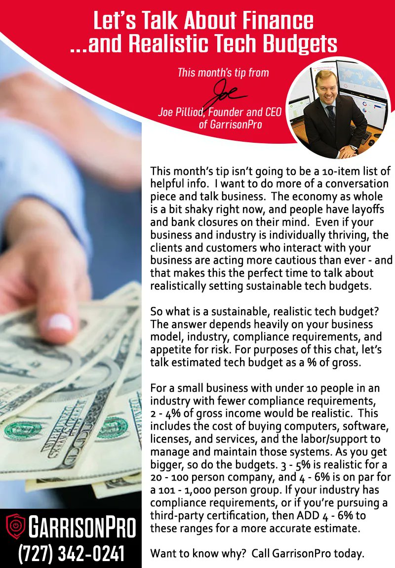 thegarrisonpro's tweet photo. It's the May edition of Joe's Tips!
#joestips #may2023 #techbudget #business https://t.co/cfTHSuSPrZ