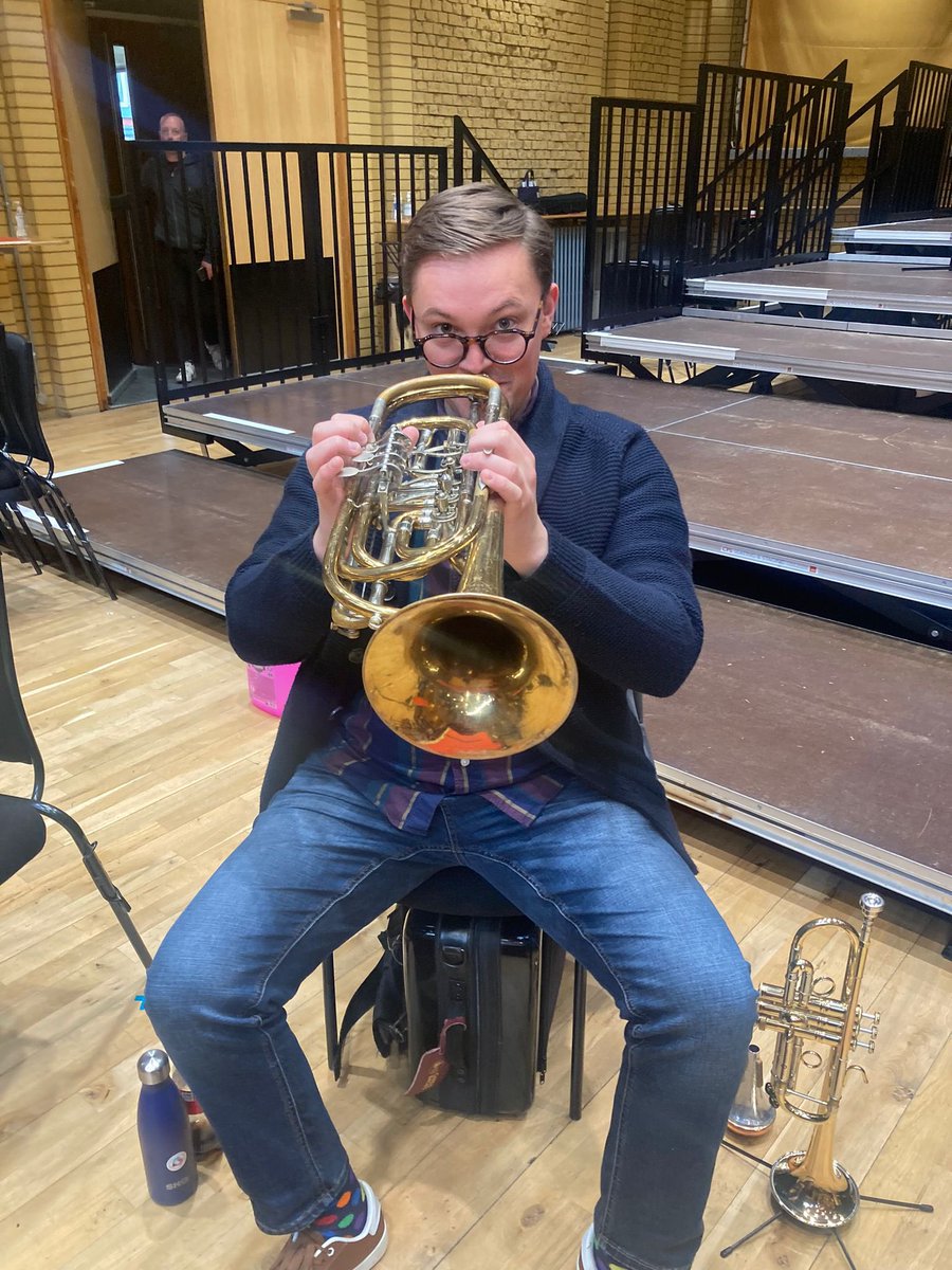 Loaned a beast of a bass trumpet to enjoy this week with <a href="/BCMG/">Birmingham Contemporary Music Group</a> ! Thank you @birmconsbrass <a href="/Amos_Miller/">Amos Miller</a> !! 🤪🎺 (don’t worry all, it’s only a few notes in one piece)
