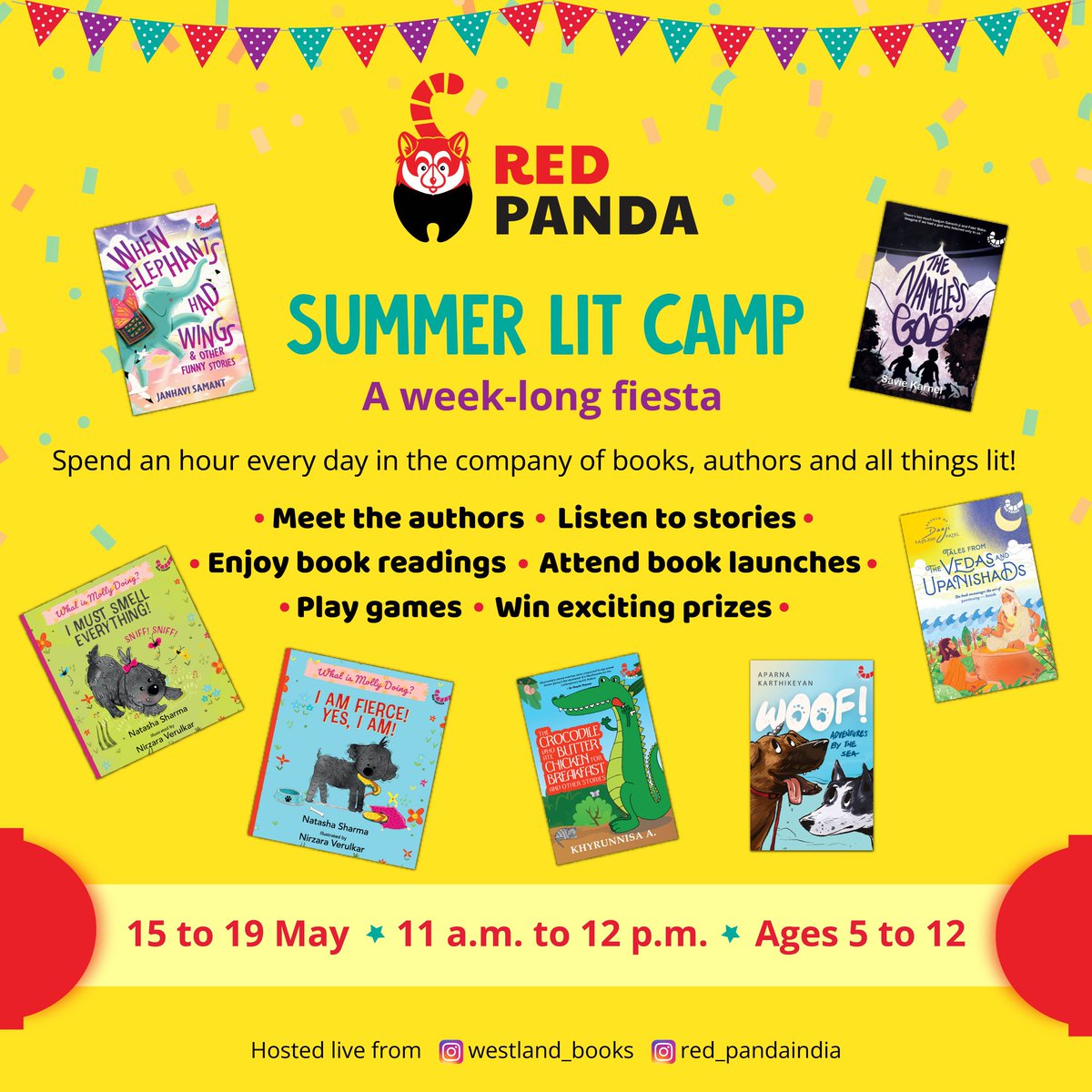WestlandBooks's tweet photo. There's a lit camp to light up the vacation days! 

A week-long fiesta with the best children's authors. Starting 15 May. 

#followthetale https://t.co/YcExwzPJ6B