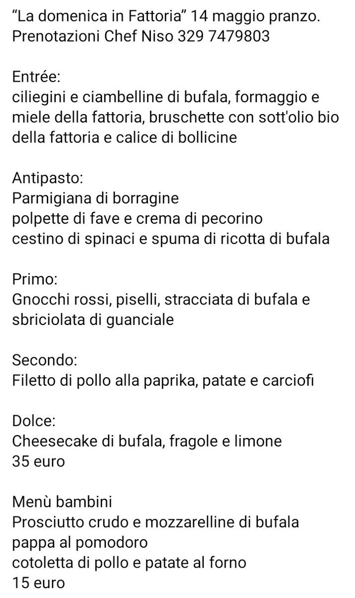 ZicaEliana's tweet photo. Il Menù per i grandi e per i piccini del pranzo de"LA DOMENICA IN FATTORIA"del 14 Maggio alla"FATTORIA AL DÌ LÀ DEI SOGNI"a Maiano di Sessa Aurunca.

Prenotazioni Chef Niso:
📞329 7479803.

#CoopAlDíLàDeiSogni #BeneConfiscato #AlbertoVarone #Terre #DonPeppeDiana @insinnaflavio https://t.co/bGJJ1JCyWz