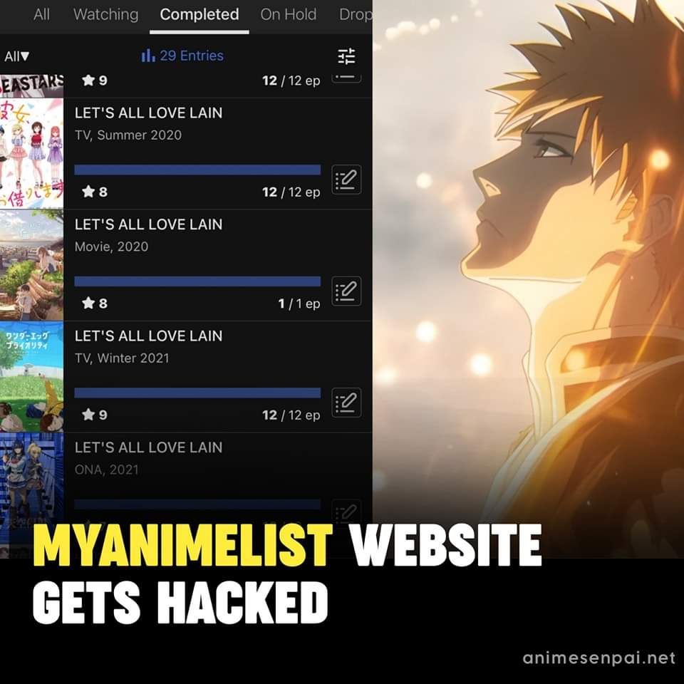 Tachiyomi Community on X: Someone hacked MyAnimeList website! 😳 All anime  titles on MyAnimeList are changed to Let's All Love Lain Some users are  reporting that the website is not opening for