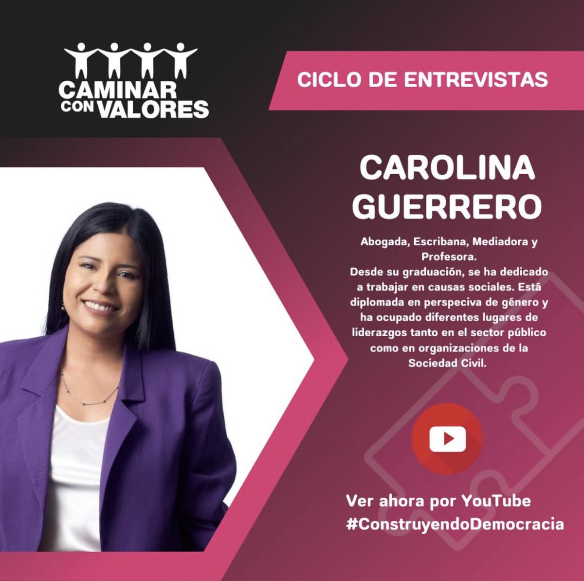 #CiclodeEntrevistas es una instancia de diálogo con referentes sociales, para promover el intercambio de experiencias en el marco de nuestro programa #ConstruyendoDemocracia 
Invitamos a la comunidad a verlas por nuestro canal de YouTube 👩🏽‍💻🧑🏼‍💻 👉🏻 youtube.com/@caminarconval…