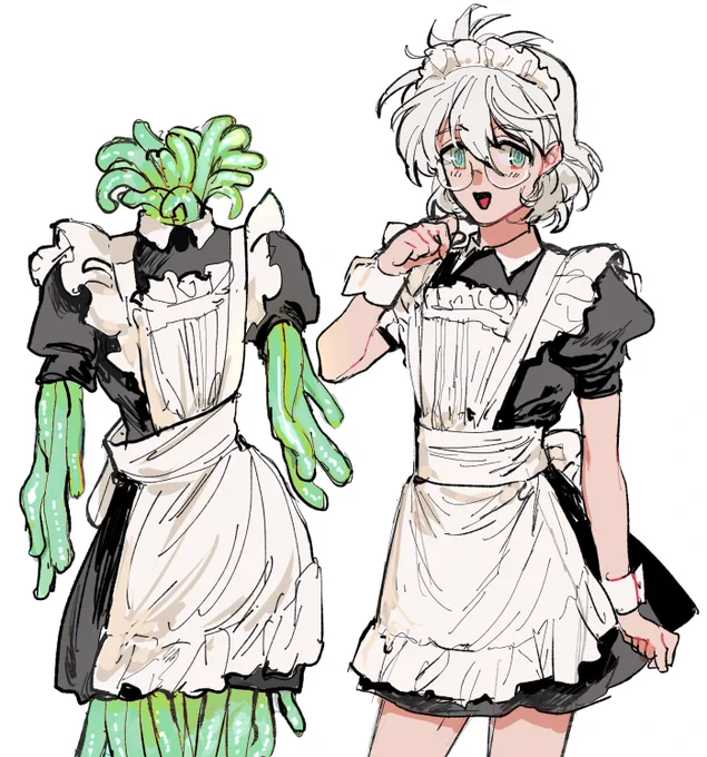 メガネ男子メイドと触手メイド