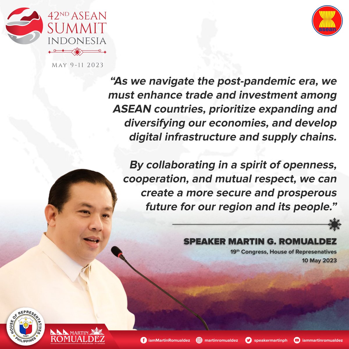 SpeakerMartinPH's tweet photo. #SpeakerMartin #42ndASEANSummit #HRepPH #19thCongress https://t.co/3Bp7KW1zYt