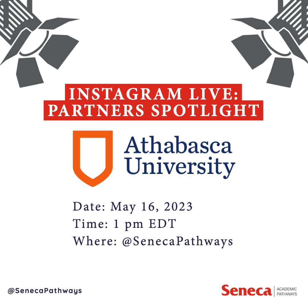 SenecaPathways's tweet image. Do you want to complete your degree online? ⤵

@AthabascaU offers online and distance programs and courses to students across Canada and around the world.

Join us on Instagram live today to learn more: instagram.com/senecapathways/

#SenecaPathways