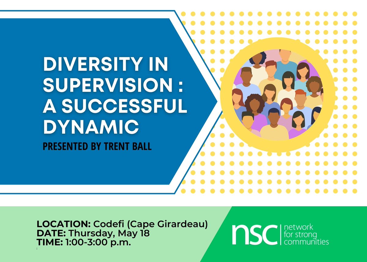 NSCnowSTL's tweet photo. Join us next week for the in-person workshop in Cape Girardeau! We will discuss the key components of the supervisory relationship that inform diverse perspectives and approaches. 

Register here: https://t.co/jFPknWyGuL https://t.co/7aMb1OHwss