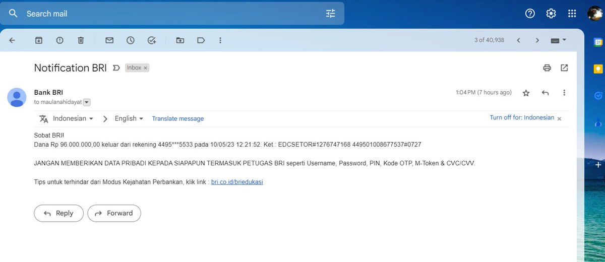 maul_tweet's tweet photo. @BANKBRI_ID mohon untuk tidak mengirimkan email notifikasi ke email maulanahidayat@gmail.com dikarenakan saya tidak emiliki akun di bank BRI. https://t.co/sj1GePYnBW