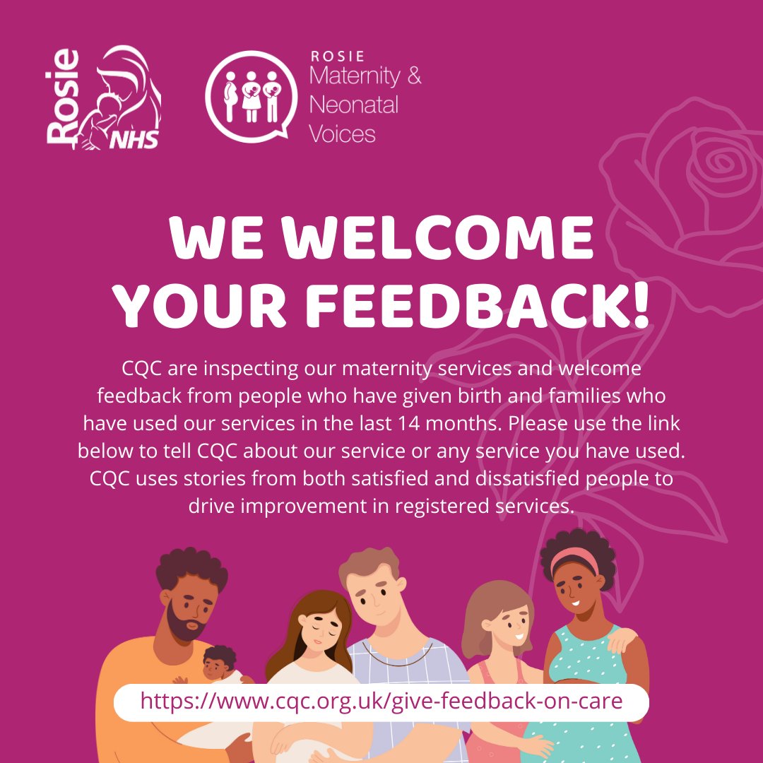The Rosie Hospital (@rosiehospital) on Twitter photo We welcome your feedback on behalf of the Care Quality Commission.
CQC inspects health care services to ensure they provide safe and high-quality care.
Tell us about your experience of care.
Online: cqc.org.uk/give-feedback-…
Phone: 03000 616161
Email: enquiries@cqc.org.uk We welcome your feedback on behalf of the Care Quality Commission.
CQC inspects health care services to ensure they provide safe and high-quality care.
Tell us about your experience of care.
Online: cqc.org.uk/give-feedback-…
Phone: 03000 616161
Email: enquiries@cqc.org.uk