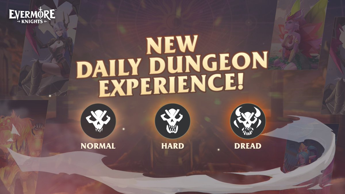 EvermoreKnights's tweet photo. Attention, Commissioners!

The Evermore Knights Daily Dungeon is coming up with more difficult challenges ahead. It's time to test your skills and take your experience to the next level!

So gear up and prepare yourself to conquer the New Daily Dungeon challenges!! https://t.co/0j0j5RKRmK