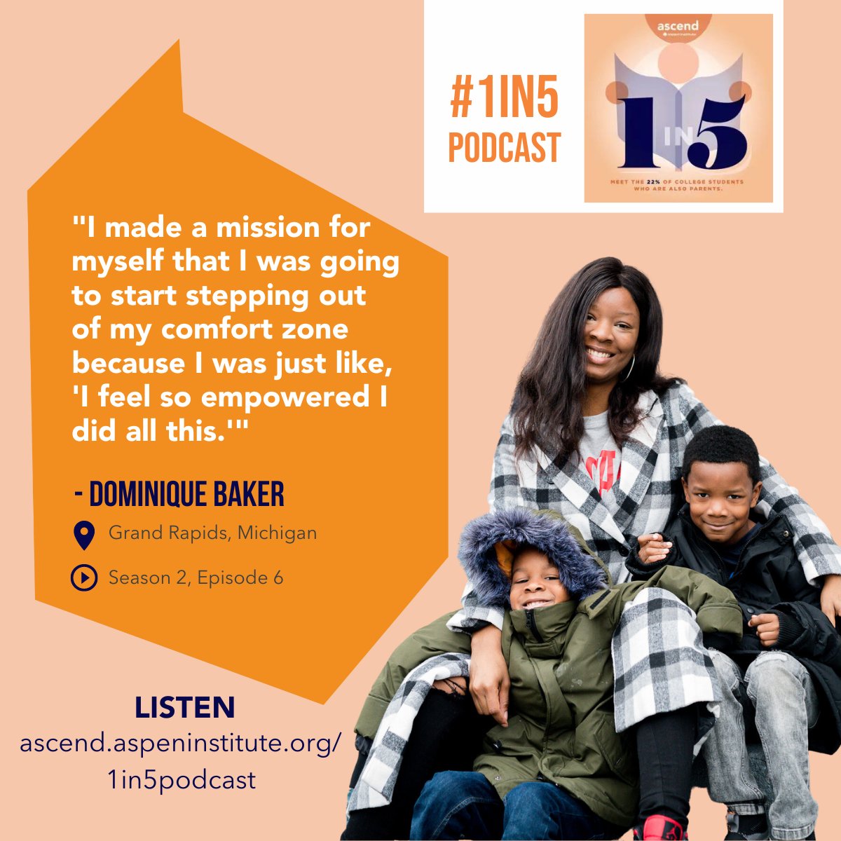 AspenAscend's tweet photo. #WednesdayWisdom on the power of perseverance from #AscendParentAdvisor Dominique Baker: "There were so many roadblocks, and I was just like, 'I'm going to crash through anything that stands in my way.'"
🎧 Listen to Dominique's #StudentParent story: https://t.co/1rzv5CqHii https://t.co/5ulo6e9k5b