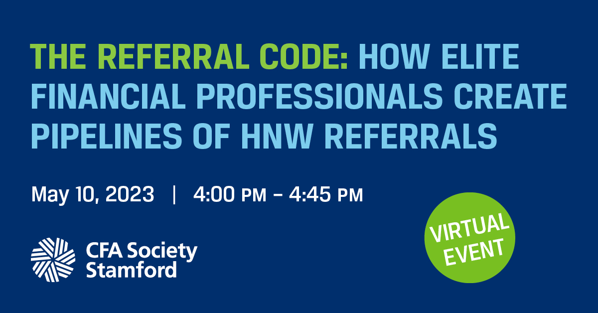 Join us today (May 10th) at 4PM - Learn more about creating pipelines of HNW referrals.

Read more &amp; Register: events.r20.constantcontact.com/register/event…