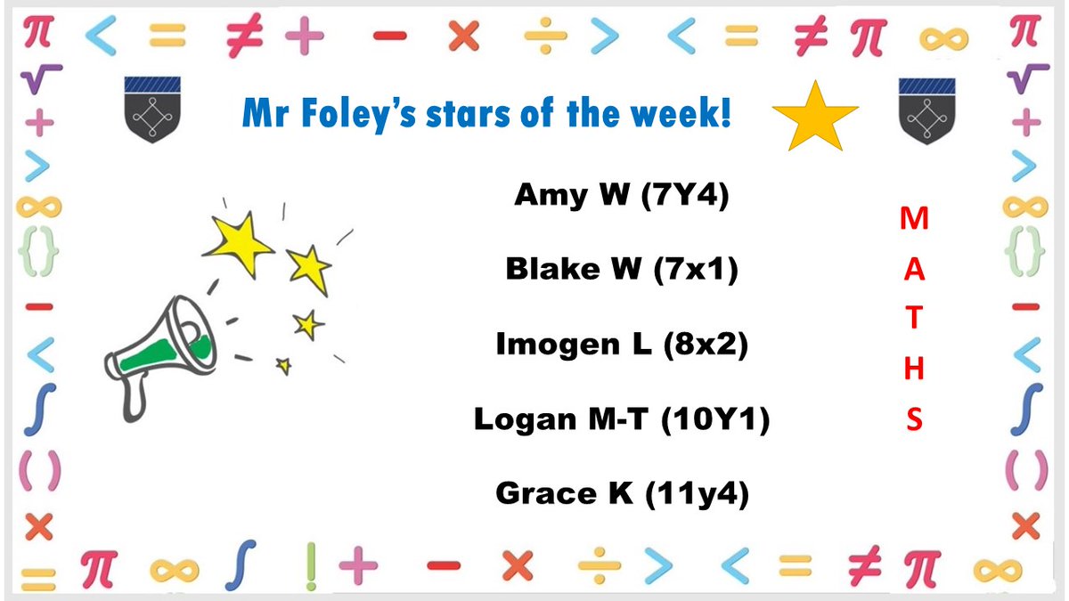 PATCarletonHigh's tweet photo. A shout out to Mr Foley's math's stars of the week - well done everyone! #mathsstars #Hardwork #Excellence https://t.co/9FqZ1zYm7Y