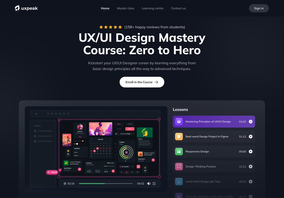 We are excited to share that our UX/UI Design Mastery Course page has just gotten a new awesome look! 😍

Check it out here:
uxpeak.com/course

#ux #ui #uxcourse #learnux #uicourse #uxui