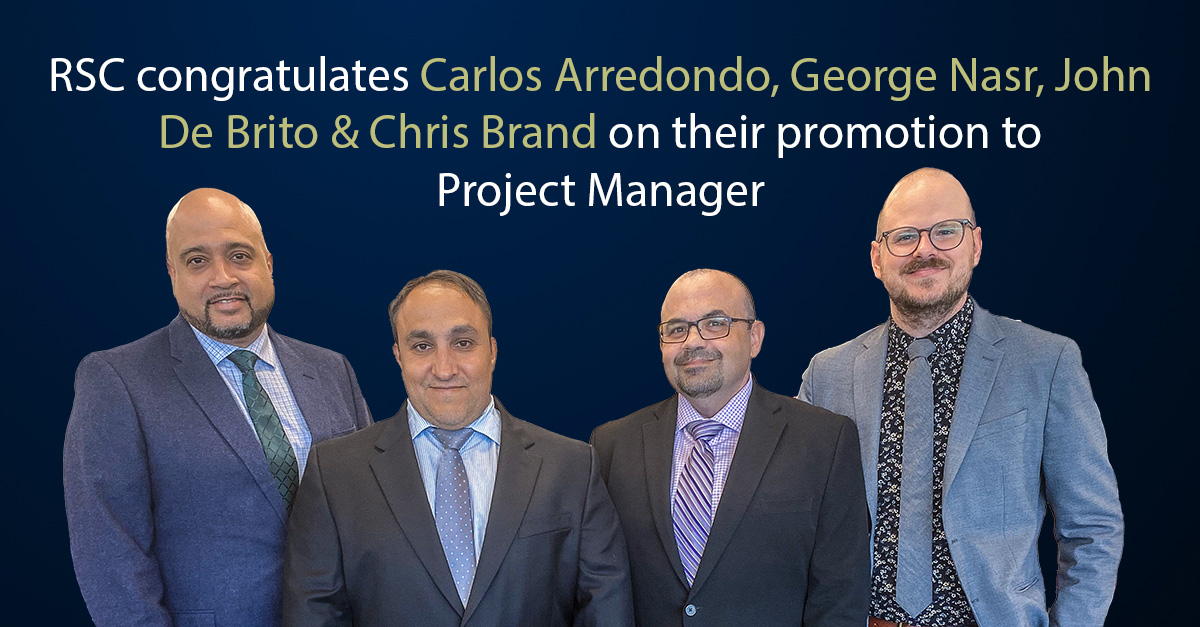 RSCArchitects's tweet photo. Meet @RSCArchitects' newest Project Managers! We’re pleased to share that Carlos Arredondo, George Nasr, John De Brito, and Chris Brand have been elevated to Project Managers, thanks to their demonstrated expertise, passion for the industry, and strong technical skills. https://t.co/xhzaohURnq