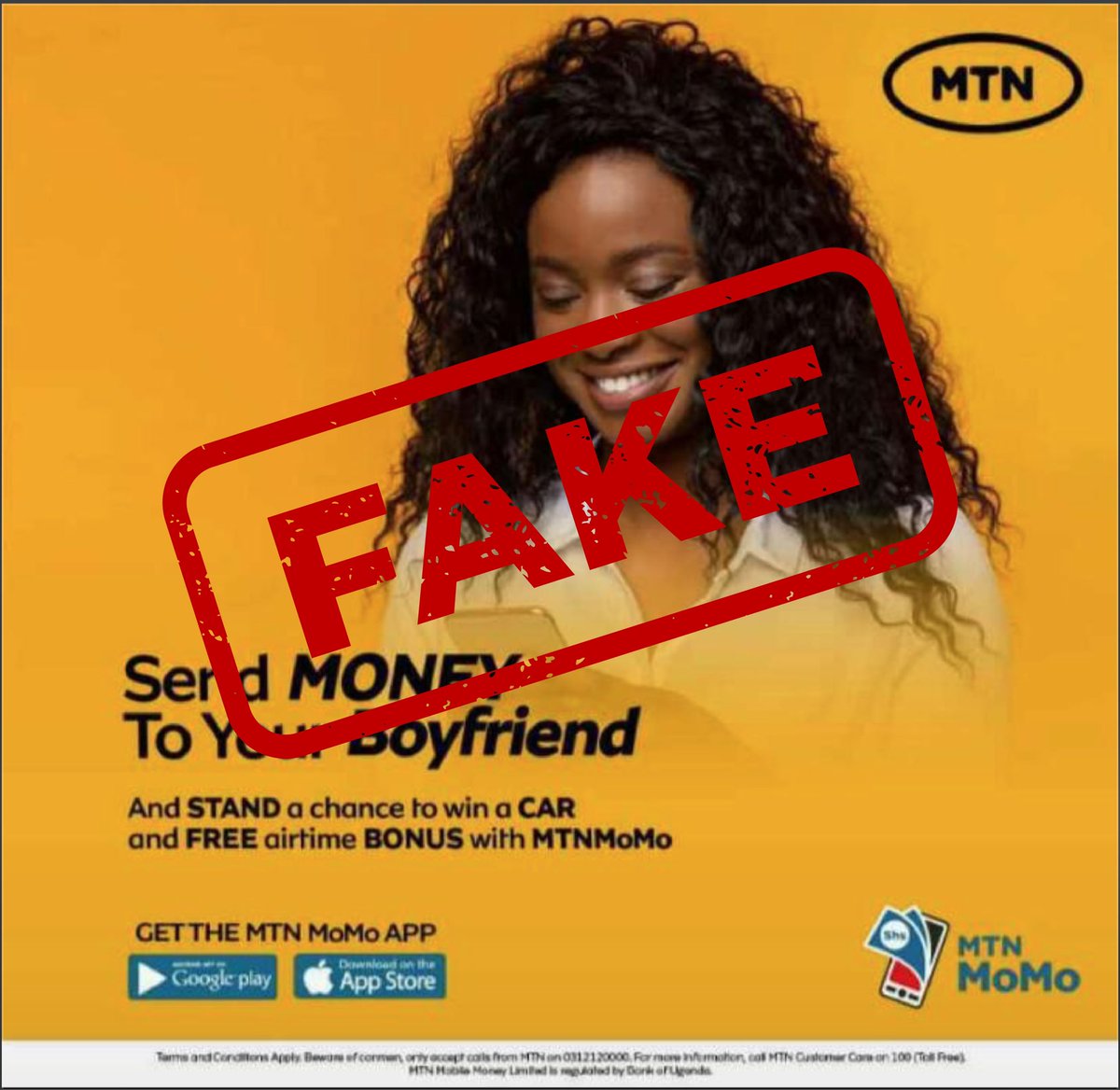 Please be aware that we are NOT running any promotion called 'Send Money to Your Boyfriend and Win a Car.' This is a scam, and we advise you to be cautious and not fall for it. Stay safe. #BeeraSteady #ScamAlert