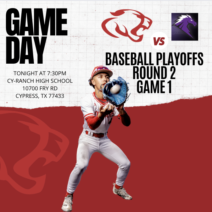 GAME DAY!

Baseball Playoffs
Round 2
Game 1

Tonight at 7:30
Cy-Ranch High School

Tickets are $5 online: cfisd.hometownticketing.com/embed/event/22…

<a href="/Texan_Live/">Dave Campbell’s Texan Live - Texanlive.com</a> Stream: bit.ly/42CwIv6

<a href="/Crosby_Baseball/">Crosby HS Baseball</a> <a href="/CrosbyHigh/">Crosby High School</a> 
#BetterTogether 
#txhsbaseball